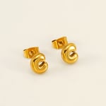 Gold color / 1 Pair Simple Series Elegant Letter C Titanium Steel  Gold Color Women's Stud Earrings Picture3